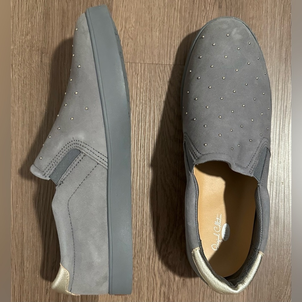 Dr. Scholl's Women's Gray/Gold Studded Slip-On Flats US 11 M - Picture 5 of 13